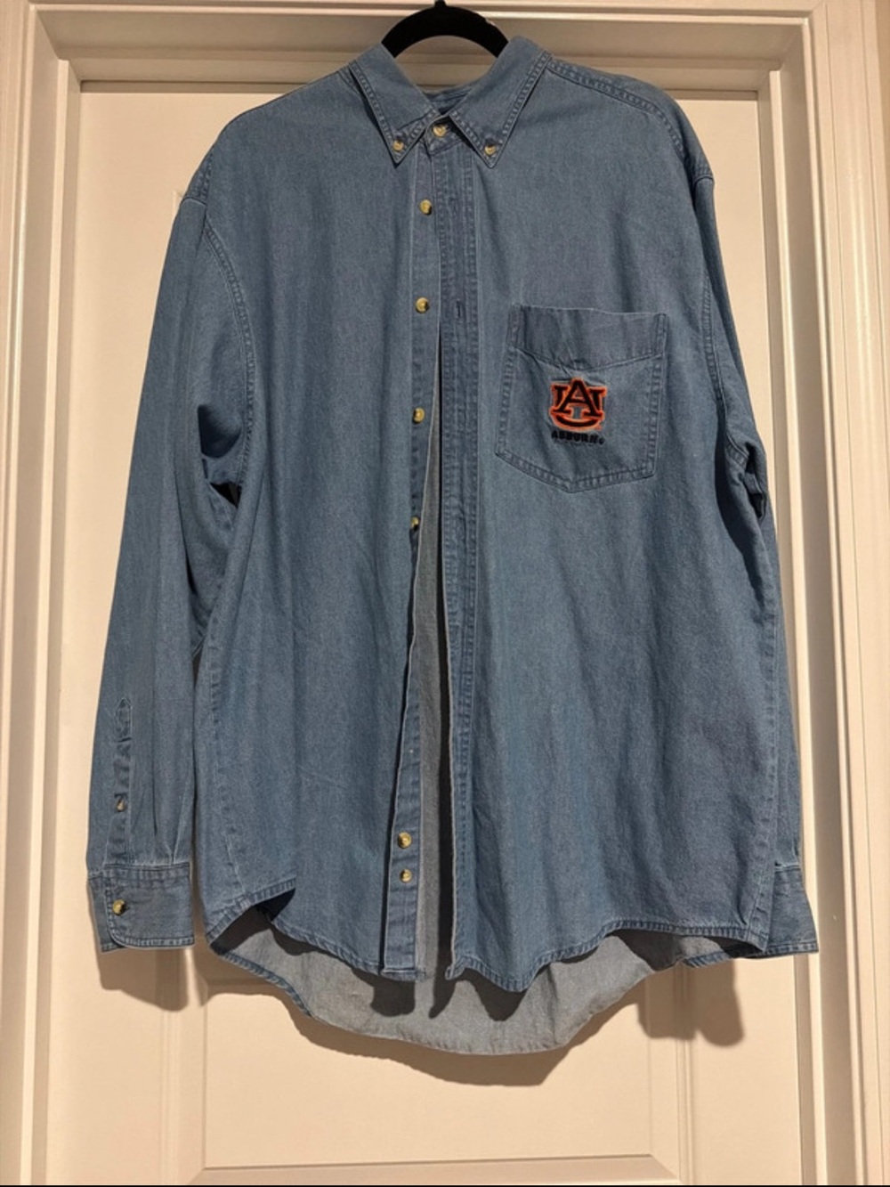 Light Blue Denim Button-Up Shirt